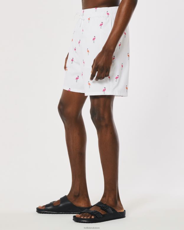 Bottoms Hollister Men Guard Swim Trunks 7\\ 488201400 White Print